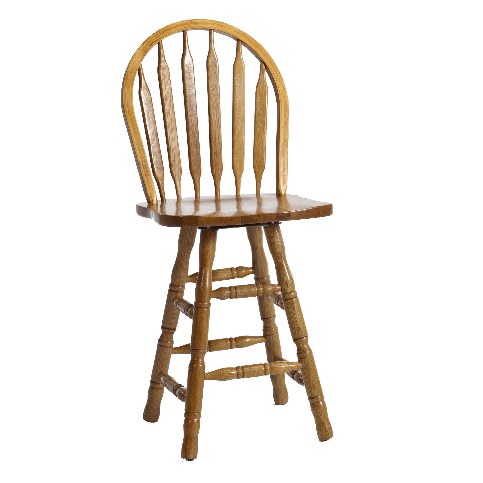 Oak swivel bar shop stools with backs